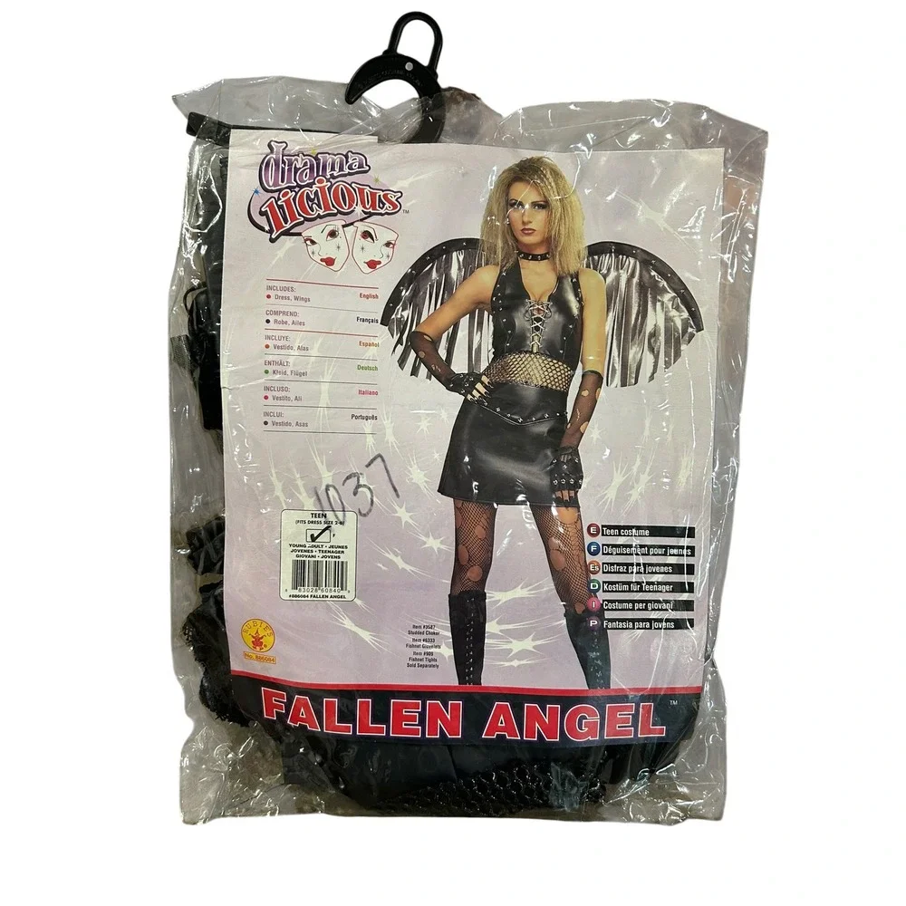 Rubies Drama Licious Fallen Angel Costume Teen 2-6 Black Dress Wings Whimsigoth